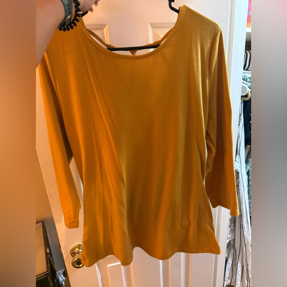 New York & Company Yellow Long Sleeve Top